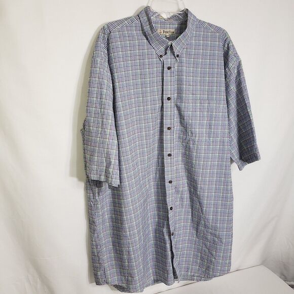 Foxfire Men's Shirt Size 2XT Short Sleeve Button Down Checked Multicolor Pocket - Picture 5 of 10